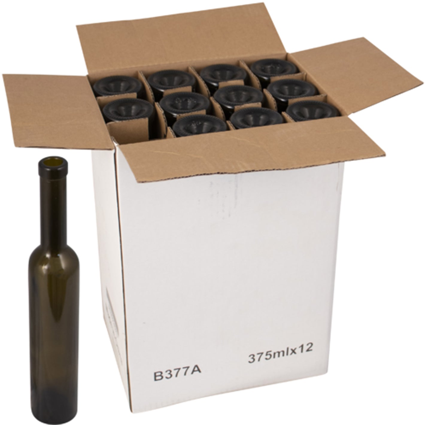 375 mL Antique Green Bellissima Wine Bottles - Case of 12