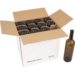 Farro Glass | Premium Wine Bottles | Bordeaux | Antique Green | 750 mL | Case of 12