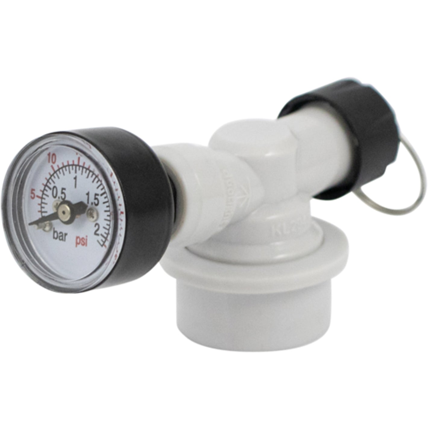 Ball Lock Adjustable Pressure Relief Valve | Quick Disconnect (QD) | Pull Ring PRV & Integrated Pressure Gauge | 0-30 PSI Spund